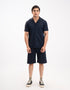 TEXTURED STRIPED CAMP COLLAR SHIRT
